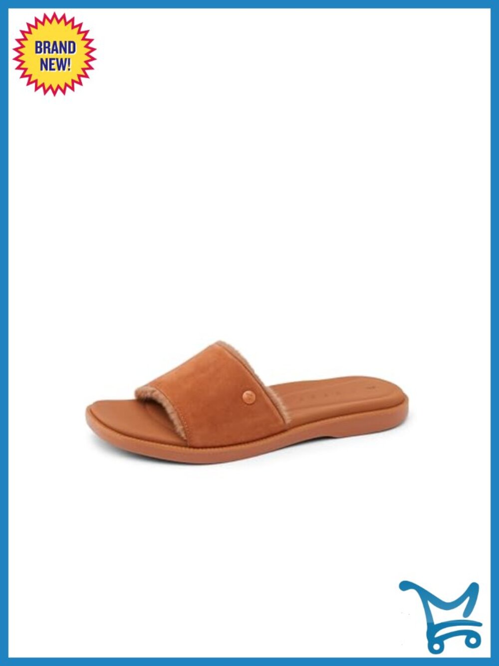 Faux Fur Lined Suede Slide Sandals Compression Footbed
